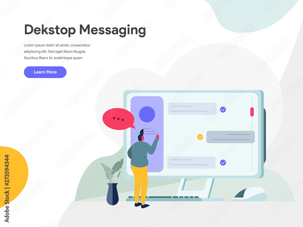 Wall mural desktop messaging illustration concept. modern flat design concept of web page design for website an