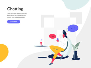 Chatting Illustration Concept. Modern flat design concept of web page design for website and mobile website.Vector illustration EPS 10