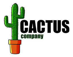 Naklejka premium Cute and funny logo for cactus store or company