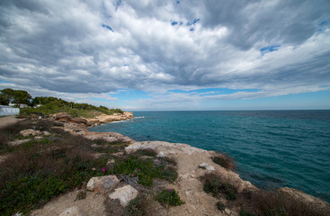 The sea in Calafat on the darted coast of Tarragona