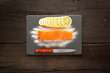 Piece of salmon, cooked, skin, raw, pink, fresh, fried, grilled, transparent background, filleted,...