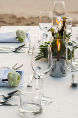 dinner table on the beach at Thailand