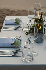 dinner table on the beach at Thailand