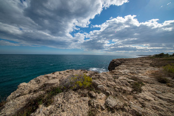 The sea in Calafat on the darted coast of Tarragona