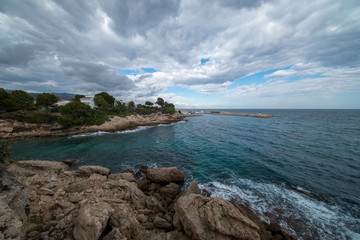 The sea in Calafat on the darted coast of Tarragona