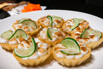 Food was prepared for the wedding dinner.