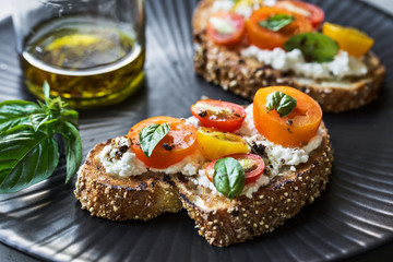Cherry Tomatoes and Ricotta Bruschetta