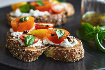 Cherry Tomatoes and Ricotta Bruschetta