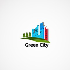 green skyline logo designs concept, icon, element, and template for company