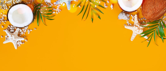 Bright yellow tropical summer banner