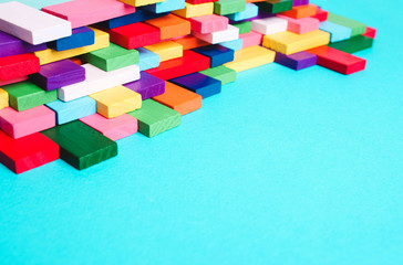 Colored dominoes in the puzzle. Concept of creativity, art, order, business organization