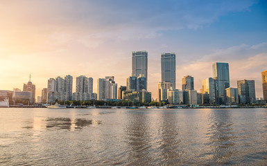 Fototapeta na wymiar The West Side City Scenery of Huangpu River, Shanghai, China.