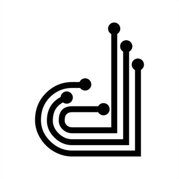 simple d, ddd, djd, dd initials geometric network line and digital data logo