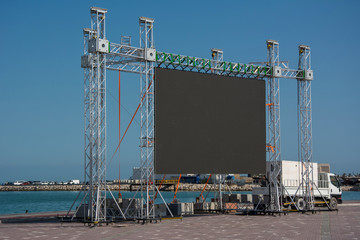 Large blank open-air outdoor LED screen for public event such as presentation, concert, cinema, conference, movie,festival, show
