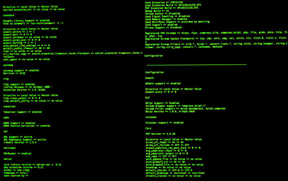 Computer Command Line Interface. CLI. Green code in command line interface