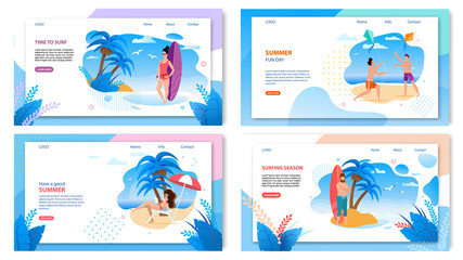 Active Summer Tropic Vacation Landing Page Set