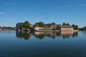 Obraz premium Old fortress island in Vaxholm and Sockholm archipelago
