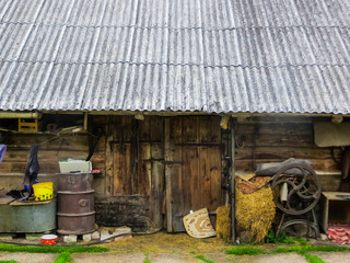 Old traditional abandoned buildings in the village.Country life.