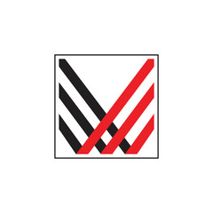 letter w stripes line ribbon logo vector