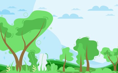 Fototapeta premium Vector Illustration with Flat Natural Scenic View