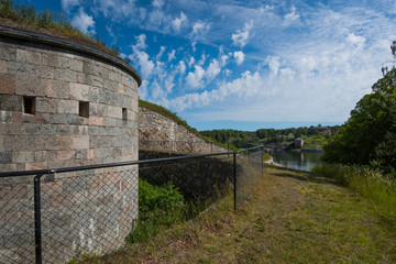 Old fortress Oscar Fredriksborg from 1900:s outside Stockholm in Vaxholm