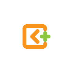 letter ck plus medical logo vector