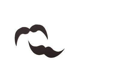 Happy Father's day background or card. black sign of mustache  empty copy space for inscription.