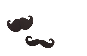 Happy Father's day background or card. black sign of mustache  empty copy space for inscription.