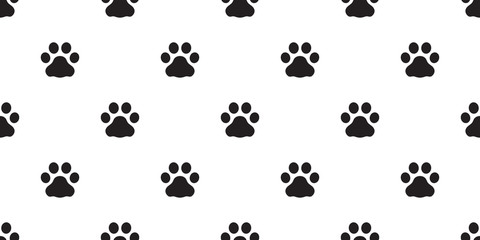 Dog Paw seamless pattern vector footprint pet cat scarf isolated cartoon repeat wallpaper tile background design