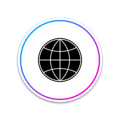 Earth globe icon isolated on white background. World or Earth sign. Global internet symbol. Geometric shapes. Circle white button. Vector Illustration