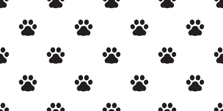 Dog Paw seamless pattern vector footprint pet cat scarf isolated cartoon repeat wallpaper tile background design