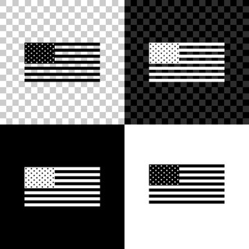 American flag icon isolated on black, white and transparent background. Flag of USA. Vector Illustration