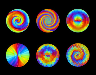 Set of rainbow circles abstract design elements business icons, logo, labels, emblem