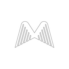 thin line stripes wings letter w logo