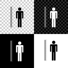 Measuring height body icon isolated on black, white and transparent background. Vector Illustration