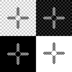 Obraz premium Arrows in four directions icon isolated on black, white and transparent background. Vector Illustration