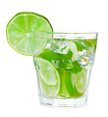 cold fresh lemonade. Isolated on white background with clipping path