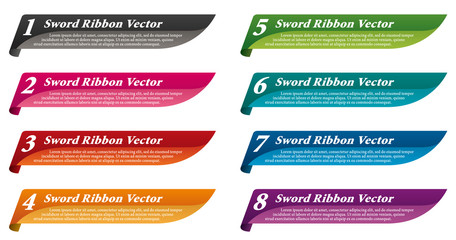 Banner Set colorful sword ribbon