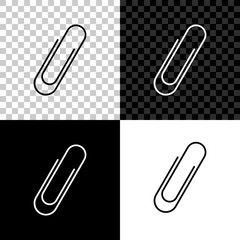 Paper clip icon isolated on black, white and transparent background. Vector Illustration
