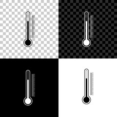 Thermometer icon isolated on black, white and transparent background. Vector Illustration