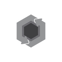 circle hexagonal arrow symbol logo vector