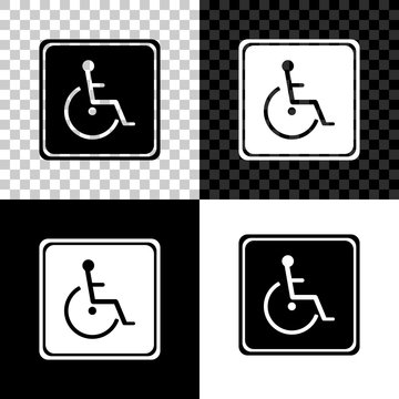 Disabled handicap icon isolated on black, white and transparent background. Wheelchair handicap sign. Vector Illustration