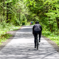 Biking in forest