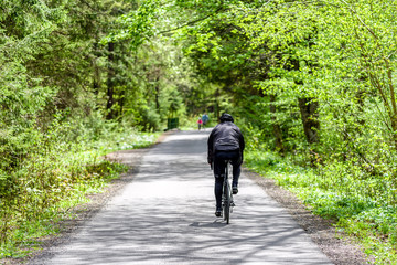 Biking in forest