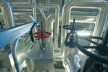 Industrial Steel pipelines, valves, cables and walkways