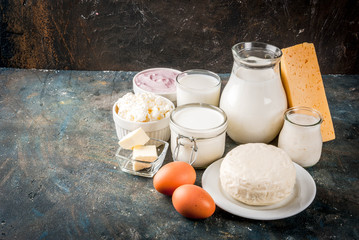 Set of dairy products