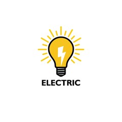 Light bulb and lightning bolt logo template