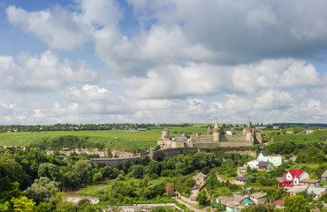 Fototapeta na wymiar General view of mediaeval fortress in Kamianets-Podilskyi city, Ukraine