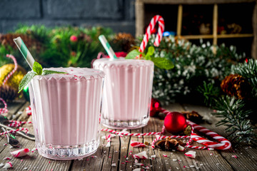 Peppermint Candy Cane Ice Milkshake