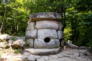 Ancient tiled dolmen in the valley of the river Jean near Black Sea, Russia, southeast of Gelendzhik.